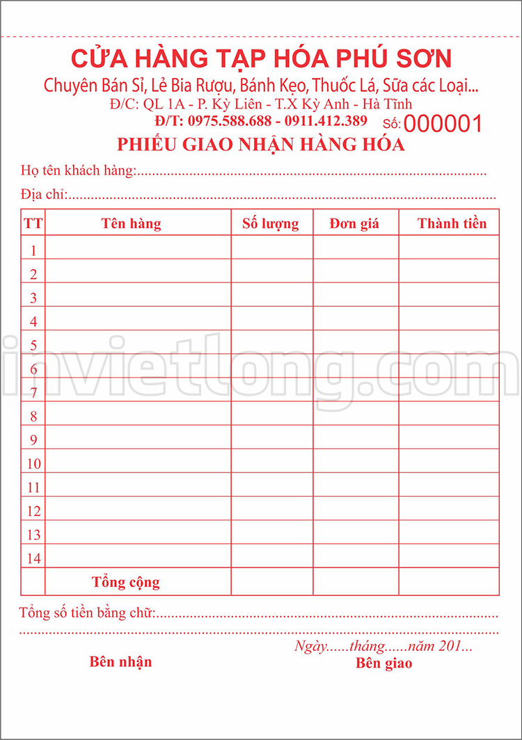 in hóa đơn giá rẻ tại Hà Tĩnh